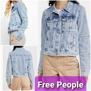 Free People Rumors Blue Denim Jacket SZ M